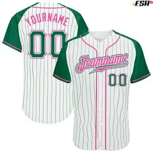 Custom Team Sports Wear Men Youth Boys Softball Wear Suits Stripe Shirts Baseball Uniform Jacket Jersey - Dongguan Fshsportswear Co., Ltd. - China