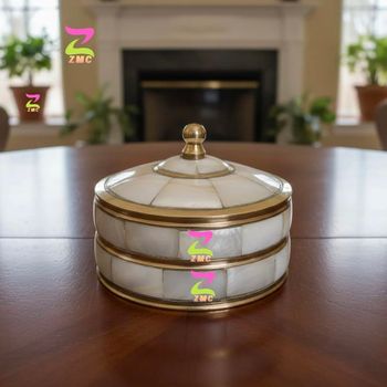Handcrafted Brass Multi Purpose Box Size Small Weight Light Finish Polished Color Multicolor Shape Cylindrical Packaging Type - Zee Metal Collection - India