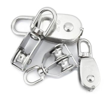Stainless Steel 304 Pulley Block Marine Swivel Eye Pulley with Plat Shoulder and Double Wheels Snatch Pulley - Yangzhou Worskey Metal Products Co., Ltd. - China