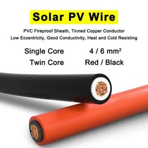 International Standard 6 8 10 AWG Solar Cable Photovoltaic H1z2z2 K PV Wire Electric Cables China Factory Price Tinned Copper PVC Insulated 4mm 6mm Wries - Hongtai Cable Co., Ltd. - China