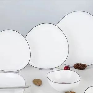 8-Inch Pear-Shaped Tempered Opal Glassware Plate Set with Golden Trim for Restaurant - Feiya Group Co., Limited - China