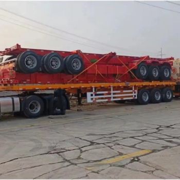 Uses a 3-Axle 40-Foot Flat Semi-Trailer Steel Flatbed Trailer with Container Transport - Huashang (Liangshan) International Trade Co., Ltd - China