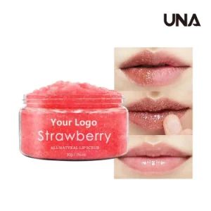 Private Label 100% Organic Vegan Lightening Lip Lines Exfoliator Pink Strawberry Sugar Lip Scrub for Dry Lip - Shantou Una Cosmetics Co., Ltd - China