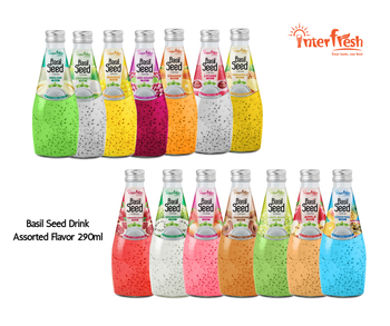 PREMIUM BASIL SEED DRINK 290ML GLASS BOTTLE Juice Concentration 30% Basil Seed Concentration 6% Flavor Combination Five Flavors Combined - Interfresh Beverage Manufacture - Vietnam