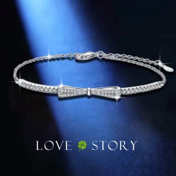 925 Sterling Silver Delicate Bow Zircon Female Wedding Valentines Gifts Diamond Bracelets - Market Union Co. Ltd. - China