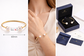 Luxury 18K Gold Plated Freshwater Pearl Open Bangle Bracelet for Women – Elegant Fashion Jewelry - JT Corp - Vietnam