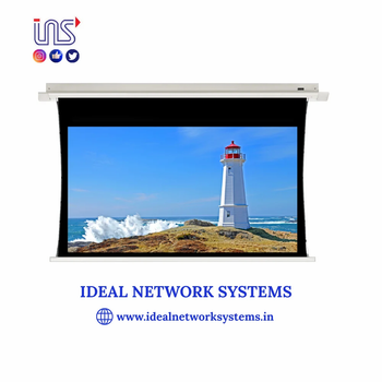 SUVIRA White 8X6 Feet Motorized Projector Screen With Remote, Screen Size: 120 Inch - Ideal Net Work Systems - India