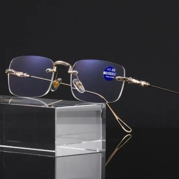 Stylish Rimless Rhinestone Reading Glasses Optical Eyeglass Frames for Anti Blue Light - Xuzhou Sealand Manufacture Co., Ltd. - China