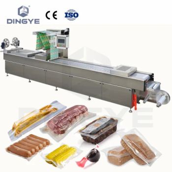 Automatic Horizontal Flexible Thermoforming Stretch Film Food Salmon Vacuum Pack Package Packing Packaging Machine DZL Series  - Zhejiang Dingye Machinery Co., Ltd. - China