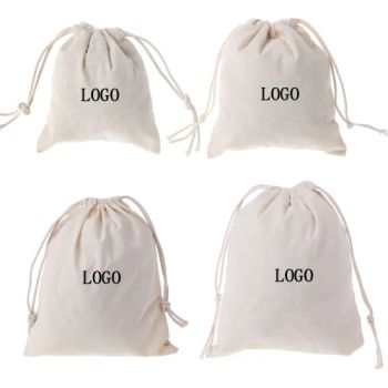 Custom Organic Cotton Bag Plain Recycled Small Cotton Drawstring Bag Custom Cotton Canvas Bags with Logo - Yangzhou Muhe Trading Co., Ltd. - China