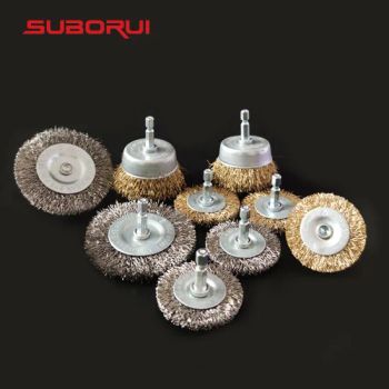 Suborui Manufacturer Wire Wheel Brushes with 1/4'' Shank Carbon Steel Bristles Drill Wire Brush Attachment for Cleaning Rust Paint Abrasive - Jiangsu Borui Tools Co., Ltd. - China