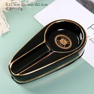 CX09 Custom Gold Rim Porcelain Cigar Ashtray 9x8CM cxlies 1Y Origin China Model NO. CX-09 Brand Customized Trademark cxlies - Yiwu Sake Trading Co., Ltd - China