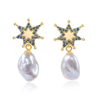 925 Silver Jewelry Fashion Stars Pearl Earrings Age Youth Logo S925 Shape Star Color Silver Origin China Gender Female Trademark LEAYE - Guangzhou Leaye Jewelry Limited - China