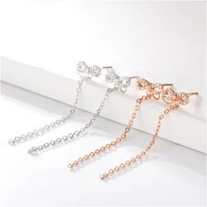 Fashion S925 Silver Link Chain Dangle Tassel Bowknot Drop Earring Jewelry Accessories - Guangzhou Peishang Jewelry Co., Ltd. - China