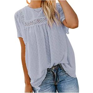 2021 Trending Products Fashion Lace Crochet Swiss DOT Chiffon Tops - Xiamen Tengqiao E-Commerce Co., Ltd. - China