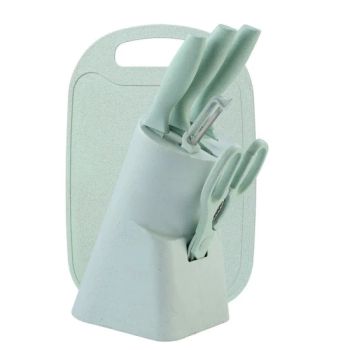 7 Pieces Kitchen Knives Set Slicer Knife Chef Knife Fruit Knife Scissors Peeler Cutting Board with Block Kitchen Tool Set Esg16344 - Ningbo Easyget Co., Ltd. - China