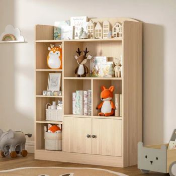 Nordic Minimalist Wooden Children Bookshelf with 8 Storage Cubbies and Dust-Proof Base Cabinet for Office - Weifang Fine Life Household Products Co., Ltd - China