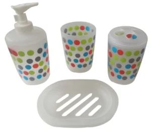 White Bathroom Accessories Set - 4 Pieces with Soap & Lotion Dispenser Soap Dish and 2 Tumblers for Bathroom Kitchen Countertop Bathroom Set - Taizhou Shangyi Plastic Co., Ltd. - China