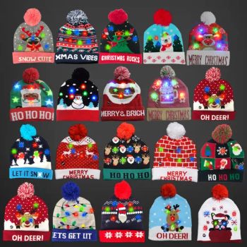 Christmas Hat LED Light up Beanie Knit Hats Long Pattern Winter Snow Hats Cap Beanies for Adults and Kids Party Favors - Market Union Co. Ltd. - China