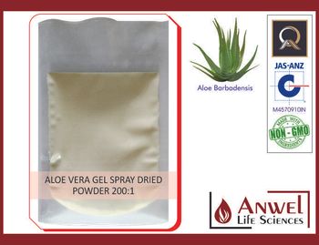 Aloe Vera Spray Dried Powder 200X Herb Ratio 200:1 Plant Part Used Inner Gel Certification Iso 9001:2008 Packing Options 1 Kg And 5 - Anwel Life Sciences Pvt Ltd - India