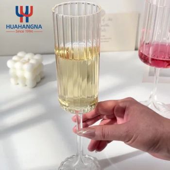 Vintage Style White Red Wine Glasses New Design Ripple Highball Crystal Glass Cup Vertical Stripes Ribbed Champagne Flute Coupe - Wuhan Xinhuahang Household Goods Co., Ltd. - China