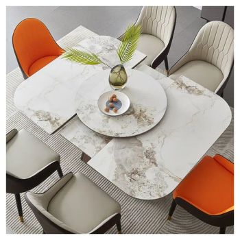 Dining Table Chair Modern Luxury Hotel Home Furniture Metal Legs Leather Dining Chairs Tables - Shenzhen Prima Housing Co., Ltd. - China