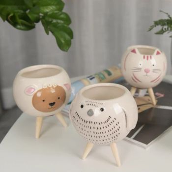 Hot Selling Home Decor Table Cute Cartoon Succulents Pots Wooden Vase - Skylark Network Co., Ltd. - China