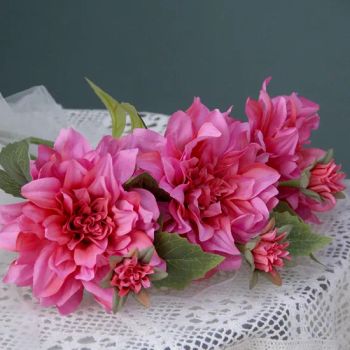 Hot Selling Flower High Quality Artificial Single Dahlia Silk Real Touch Flower for Table Center Piece Home Wedding Decoration - TRANSWORLD (ANSHAN) INC. - China