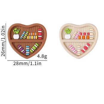 Wholesale Teaching Heart Shape Bookshelf Silicone Cartoon Beads for Pens Making Jewelry Teething Bead 3D Focal Silicone Beads - Jinjiang Deek Plastic Products Co., Limited - China