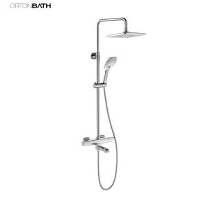 Ortonbath Cupc Square Wall Mount Shower Column 8'' Rain Shower Head Chrome Brass Thermostatic Faucets Shower Bath Set Shower Mixer with Tub Spout - Orton Group Co., Ltd. - China