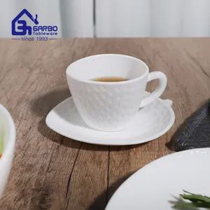 Custom Clear Opal Glass Mug Set with Saucer Plate Tray White Coffee Glasses Mugs Tea Drinking Sets - Guangzhou Garbo International Trading Co., Ltd. - China