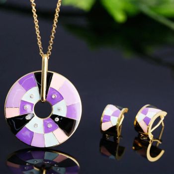 316L Steel Necklace Women Fashion Enamel Effect Diamond Jewelry Set - Shenzhen Hengda Xin Jewelry Co., Ltd. - China