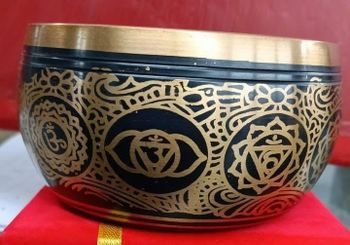 Black Brass Sound Singing Bowls Color Black Finish Brass Shape Circular Usage/Application for relaxation and mediation Material available in all size 2.5 inch to 10 - Faiz Metals - India