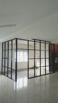 8 Feet Aluminium Partition, Grid Style Height 8 Feet Glass Type Toughened Usage/Application Office Partition Type Grid - Jagadhambha Alluminum Works - India