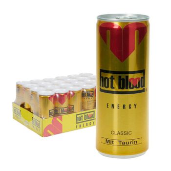 Hot Blood Energy Drink, Pack of 24 wholesale price (24 x 250 ml) - BOLIDO NETHERLANDS B.V. - Netherlands