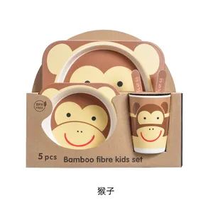 5 PCS Bamboo Fiber Tableware for Kids Frost Technique Feeding Plate Set Stocked Dinnerware Cup Kit for Kids' Dinners - HANGZHOU WEIZE IMP & EXP CO., LTD. - China