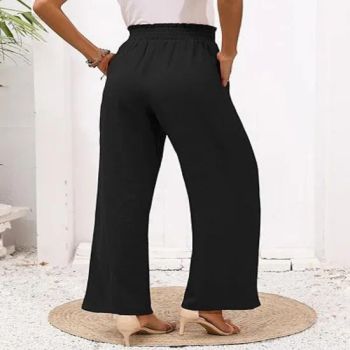 Women's Trousers with Pockets High Waist Adjustable Knot Loose Casual Pants - Ningbo East Packaging Technology Co., Ltd. - China