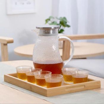 Larger Clear Drink Ware Supplies Cold Water Juice Tea Glass Pitcher Jugs Cups Sets with Stainless Steel Lids - Hemera (Tianjin) Technology Development Limited - China