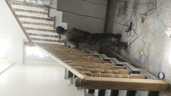 Wooden Staircase Railings Style Classic Thickness 15mm Rail Height 900 mm Wood Type Teak Wood Finish Type Polished Baluster Material - Dhanlakshmi Steel - India
