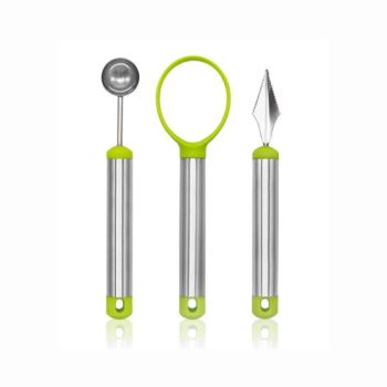 3 in 1 Kitchen Gadget Tool - Stainless Steel Melon Baller Scoop + Fruit Peeler + Carving Knife for Fruits Ice Cream Cookie Dough Butter Esg12274 - Ningbo Easyget Co., Ltd. - China