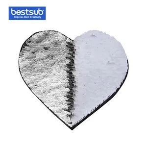 Bestsub Sublimation Flip Sequins Adhesive for Clothing Heart Silver W White  - BestSub Technologies Co Limited - China