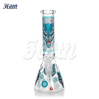 10 Inches Wolf Decal Glass Beaker Smoking Water Pipes Glass Hookah Glass Water Pipe - Hejian City Shenghong Glass Products Co., Ltd. - China