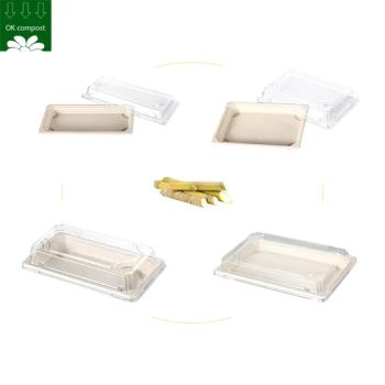 Custom Sugarcane Bagasse Disposable Sushi Tray with Pet Lid - Lt Packaging Co., Ltd. - China