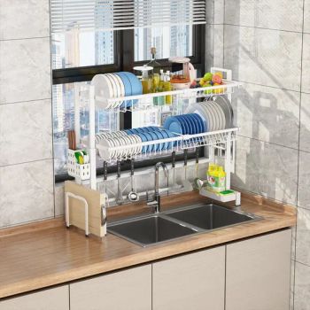 Deluxe Food Grade Kitchen Accessories Stainless Steel 2 Tier Multifunctional Dish Drainer Rack Black Sink Rack - Foshan Huaai Kitchen and Bathroom Hardware Products Co. Ltd. - China