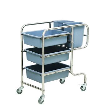 Hotel Stainless Steel Trolley Restaurant Kitchen Utility Cart Equipment Serviing Cart Food Trolley - Jiangmen Goodman Cleaning Supplies Co., Ltd. - China