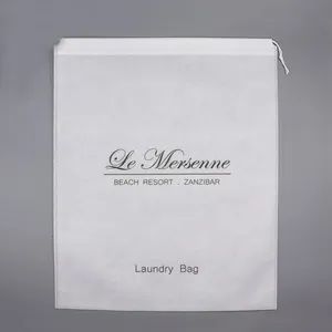 Disposable White Color Non Woven Laundry Bags for Hotel Room Origin China Trademark OEM HS Code 96151100 Model NO. LAWHTE - BLK Corporation - China