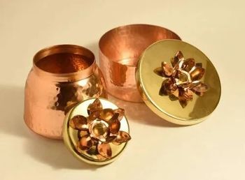 Copper Plating Dry Fruit Container Decorative Serving Bowls, - Narula Handicrafts - India