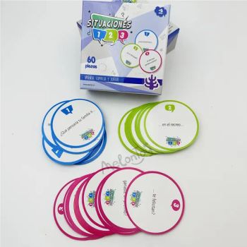 Situaciones 60Pcs Paper Flash Cards Edu 8-13Y MOQ100 15D Box Origin China Trademark OEM Material Paper Model NO. 22-1 Audio or Not No - Taizhou Melon Toys Co., Ltd - China