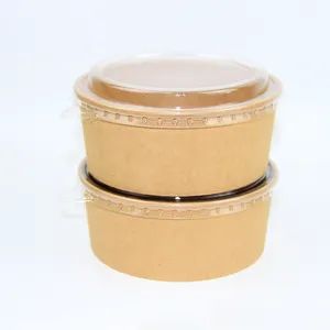 Food Grade Coated Customized 1000ml Disposable Salad Soup Kraft Paper Bowl with Paper Lid - Taizhou Jiashun Commodity Co., Ltd. - China