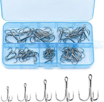 Fishing Treble Hooks Kit - High Carbon Steel Mixed Treble Hooks Sharp Fish Hooks for Saltwater & Freshwater Fishing Durable Fishing Hooks - Weihai Lotus Outdoor Co., Ltd. - China